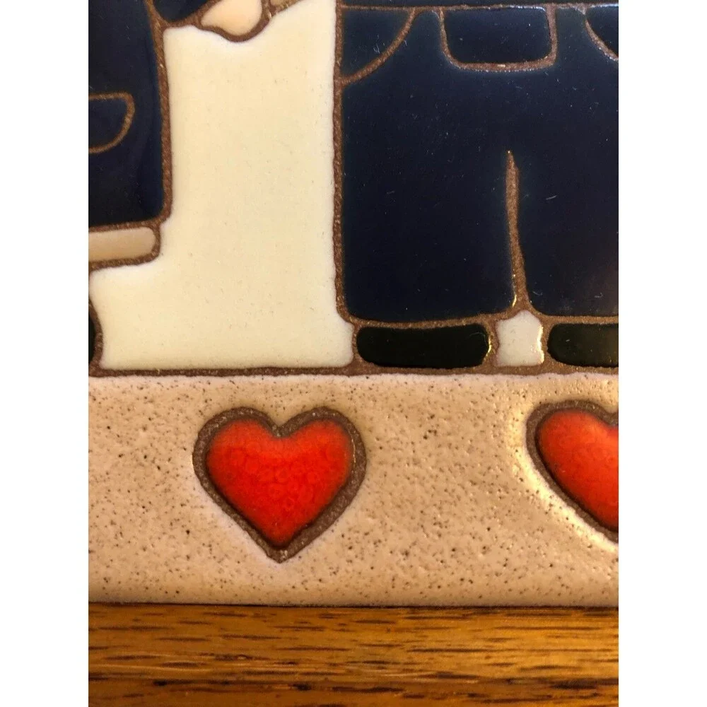 Siegel Arts Hand Painted Wall Hanging Tile Hot Plate Trivet Couple Farmers